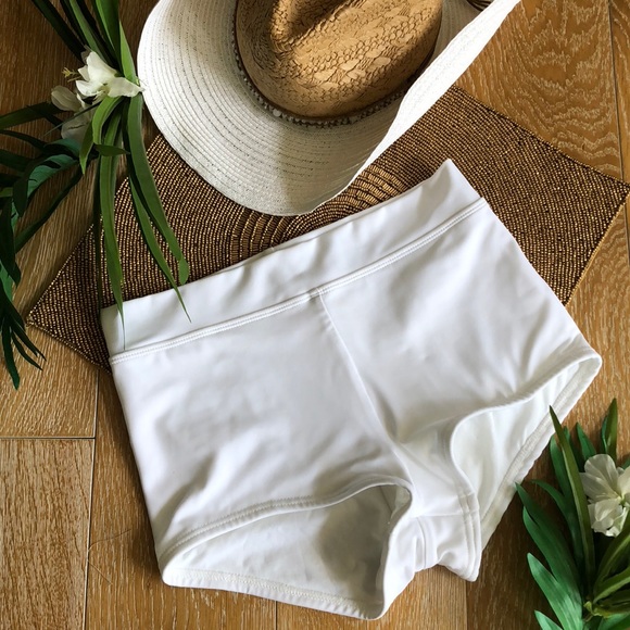 white boyshort swim bottoms
